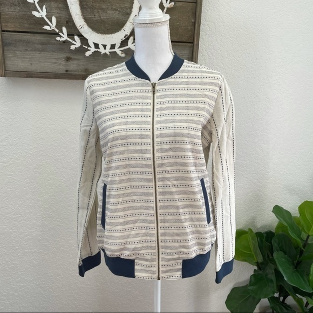 Mystree‎ boutique cream cotton zip up jacket size M
